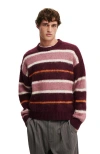 Cotton On Box Fit Fuzzy Crew Knit In Berry Stripe