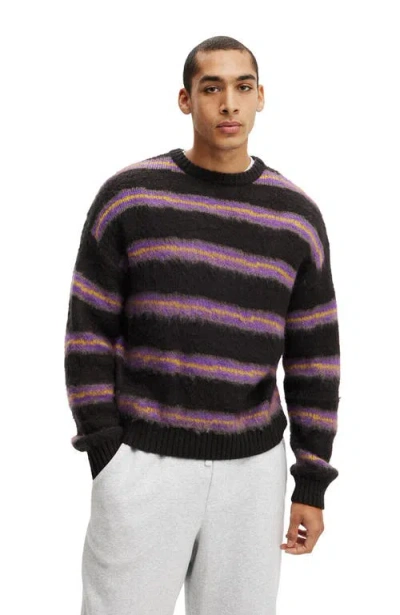 Cotton On Box Fit Fuzzy Crew Knit In Black