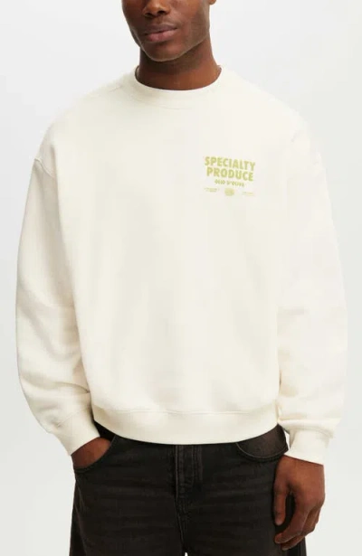 Cotton On Box Fit Graphic Crew Sweater In White