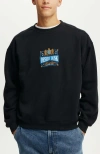 Cotton On Box Fit Graphic Crew Sweater In Black Desert Dusk