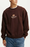 Cotton On Box Fit Graphic Crew Sweater In Dark Oakhigh Society