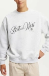 Cotton On Box Fit Graphic Crew Sweater In Grey Marle Best In The West