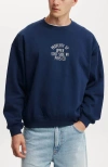 Cotton On Box Fit Graphic Crew Sweater In Indigoproperty Of
