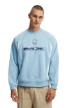 Cotton On Men's Box Fit Graphic Crew Sweatshirt In Pearl Blue  Ice Melt  49crc