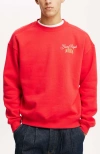 Cotton On Box Fit Graphic Crew Sweater In Poppy Grand Royal