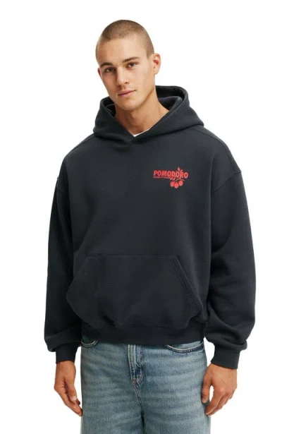 Cotton On Box Fit Graphic Hoodie In Black