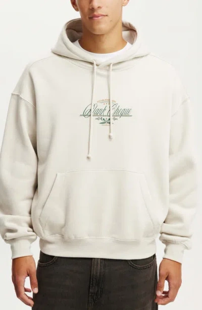 Cotton On Box Fit Graphic Hoodie In Bone Blank Cheque
