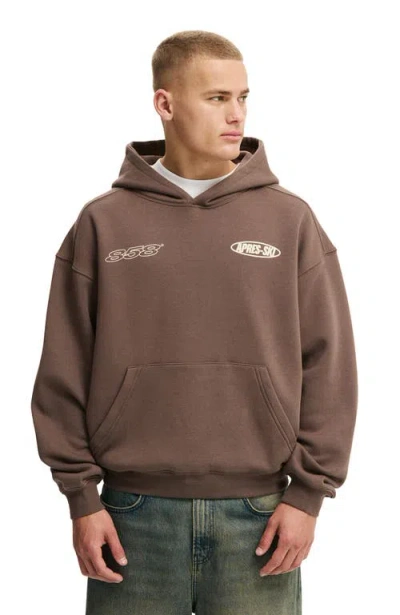 Cotton On Box Fit Graphic Hoodie In Brown