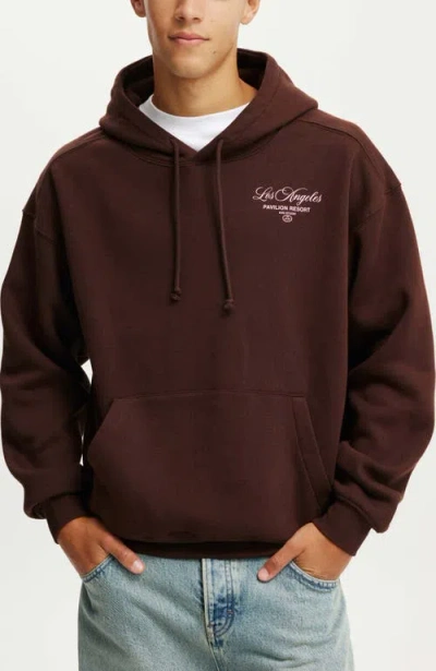 Cotton On Box Fit Graphic Hoodie In Dark Oak Pavillion Studio