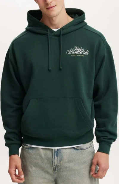 Cotton On Box Fit Graphic Hoodie In Pine Needle Green Higher