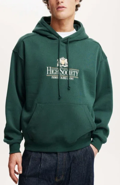 Cotton On Box Fit Graphic Hoodie In Pineneedle Green High