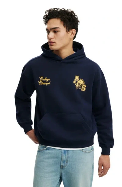 Cotton On Box Fit Graphic Hoodie In Blue