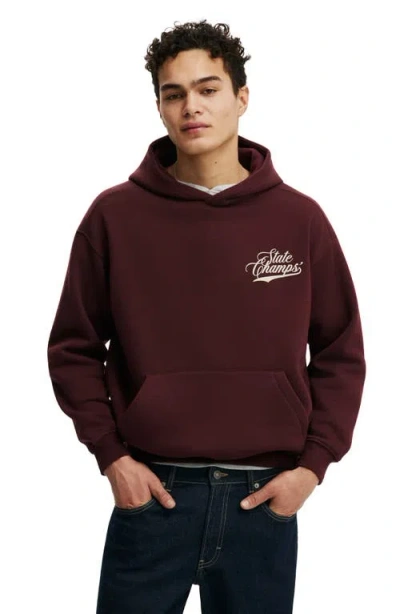 Cotton On Box Fit Graphic Hoodie In Burgundy