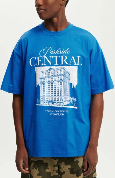 Cotton On Box Fit Graphic T-shirt In Blue