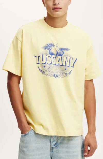 Cotton On Box Fit Graphic T-shirt In Banana,tuscany