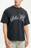 Cotton On Box Fit Graphic T-shirt In Washed Black Best In The