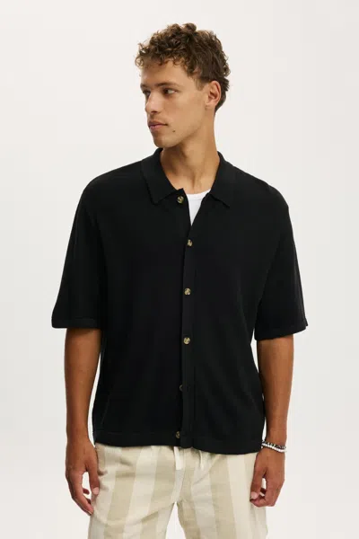 Cotton On Box Fit Knit Shirt In Washed Black