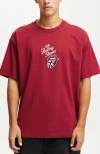 Cotton On Box Fit Premium Music T-shirt In Crimson Rolling Stones -