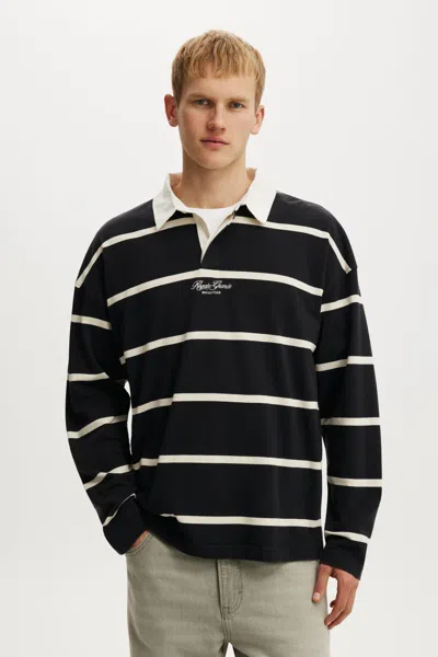 Cotton On Box Fit Rugby Polo In Black