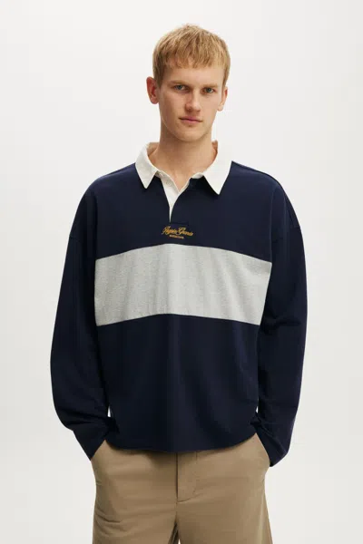 Cotton On Box Fit Rugby Polo In Blue Panel