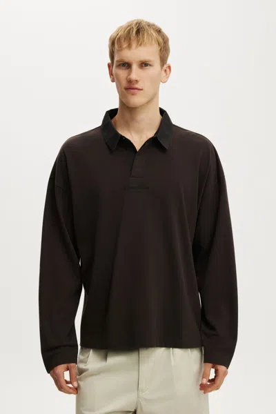 Cotton On Box Fit Rugby Polo In Espresso