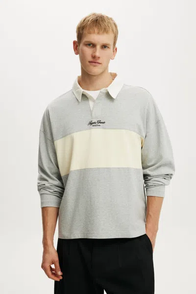 Cotton On Box Fit Rugby Polo In Grey Marle Panel