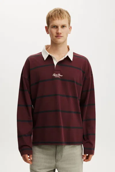 Cotton On Box Fit Rugby Polo In Brown