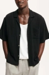 Cotton On Box Fit Short Sleeve Shirt In Black