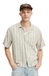 Cotton On Box Fit Short Sleeve Shirt In Off White Grid Check