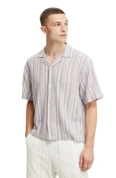 Cotton On Box Fit Short Sleeve Shirt In Pink Multi Stripe