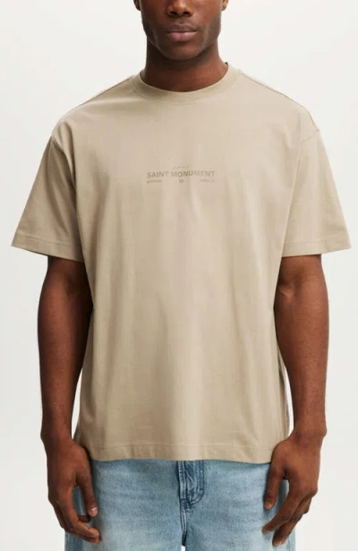 Cotton On Box Fit Text T-shirt In Neutral