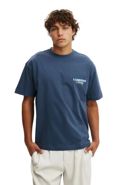 Cotton On Box Fit Text T-shirt In Blue