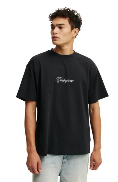 Cotton On Box Fit Text T-shirt In Black Centerpiece