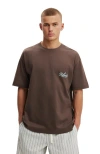 Cotton On Box Fit Text T-shirt In Brown