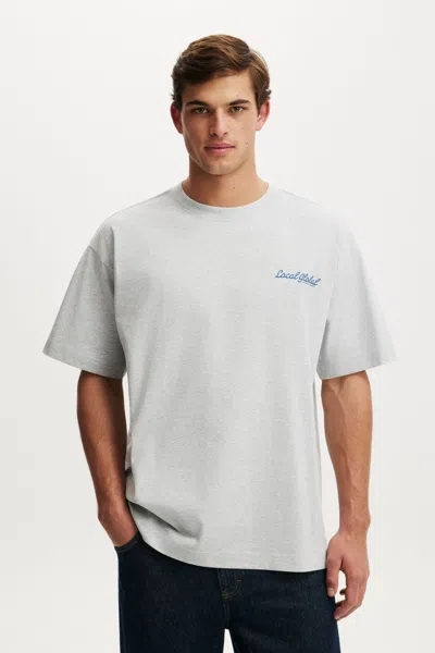 Cotton On Box Fit Text T-shirt In Grey Marle / Local Global