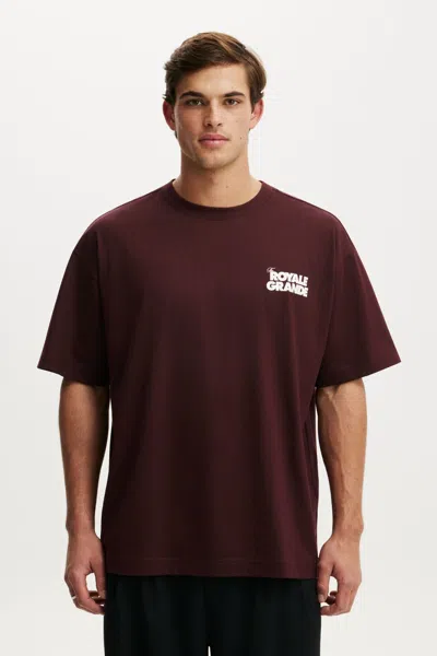 Cotton On Box Fit Text T-shirt In Winter Fig / Royal Grand