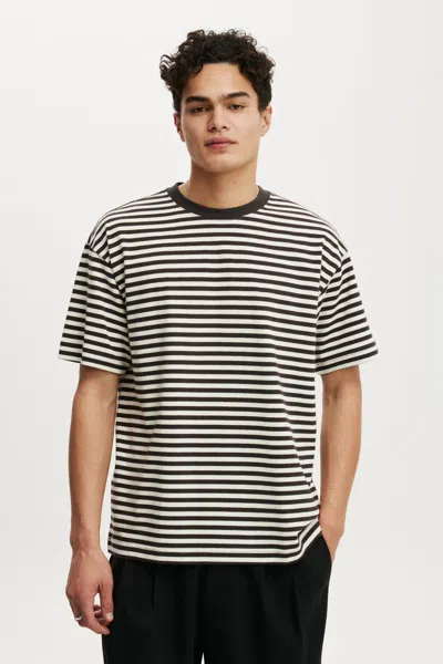 Cotton On Box Fit T-shirt In Oat / Bitter Brown Stripe