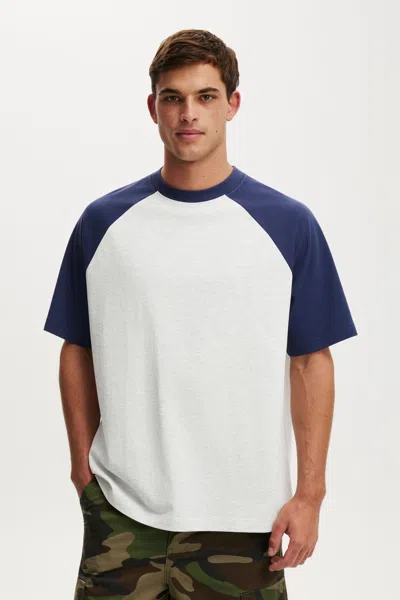 Cotton On Box Fit T-shirt In White Marle / True Navy