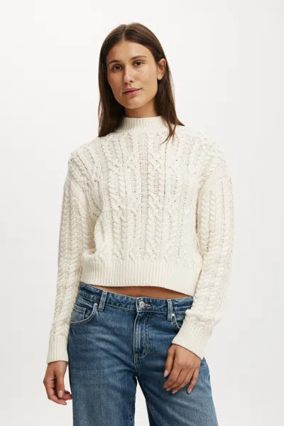 Cotton On Boxy Mock Neck Knit Sweater In Porcelain
