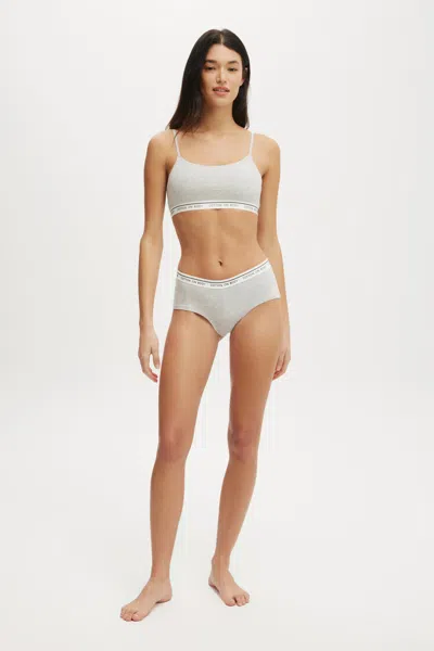 Cotton On Branded Cotton Cheeky Boyshort In Grey Marle