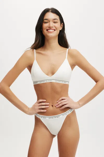 Cotton On Branded Cotton Cross Over Bralette In White