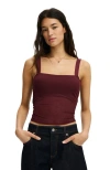 Cotton On Brooke Mesh Cami In Burgundy