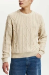 Cotton On Cable Knit Crew In Stone Marle Cable