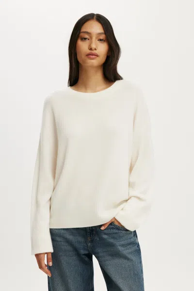 Cotton On Cashmere Blend Crew Knit In White