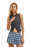 Cotton On Charlie Button Front Tank In Gray