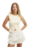 Cotton On Charlie Button Front Tank In Lemon Icing