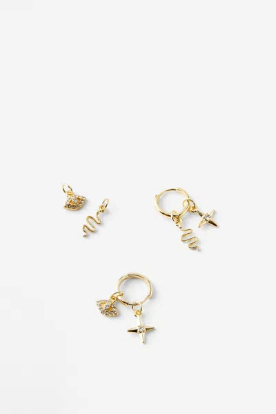 Cotton On Charm Huggie Set In Gold