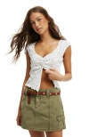 Cotton On Chelsea Open Front Top In Portia Ditsy Dusk Blue