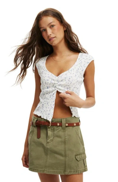 Cotton On Chelsea Open Front Top In Portia Ditsy Dusk Blue