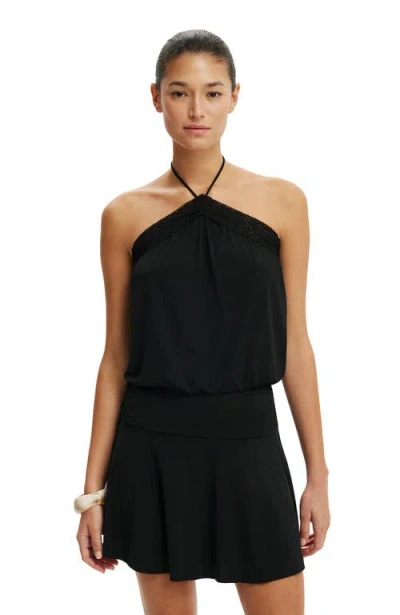 Cotton On Chloe Halter Mini Dress In Black